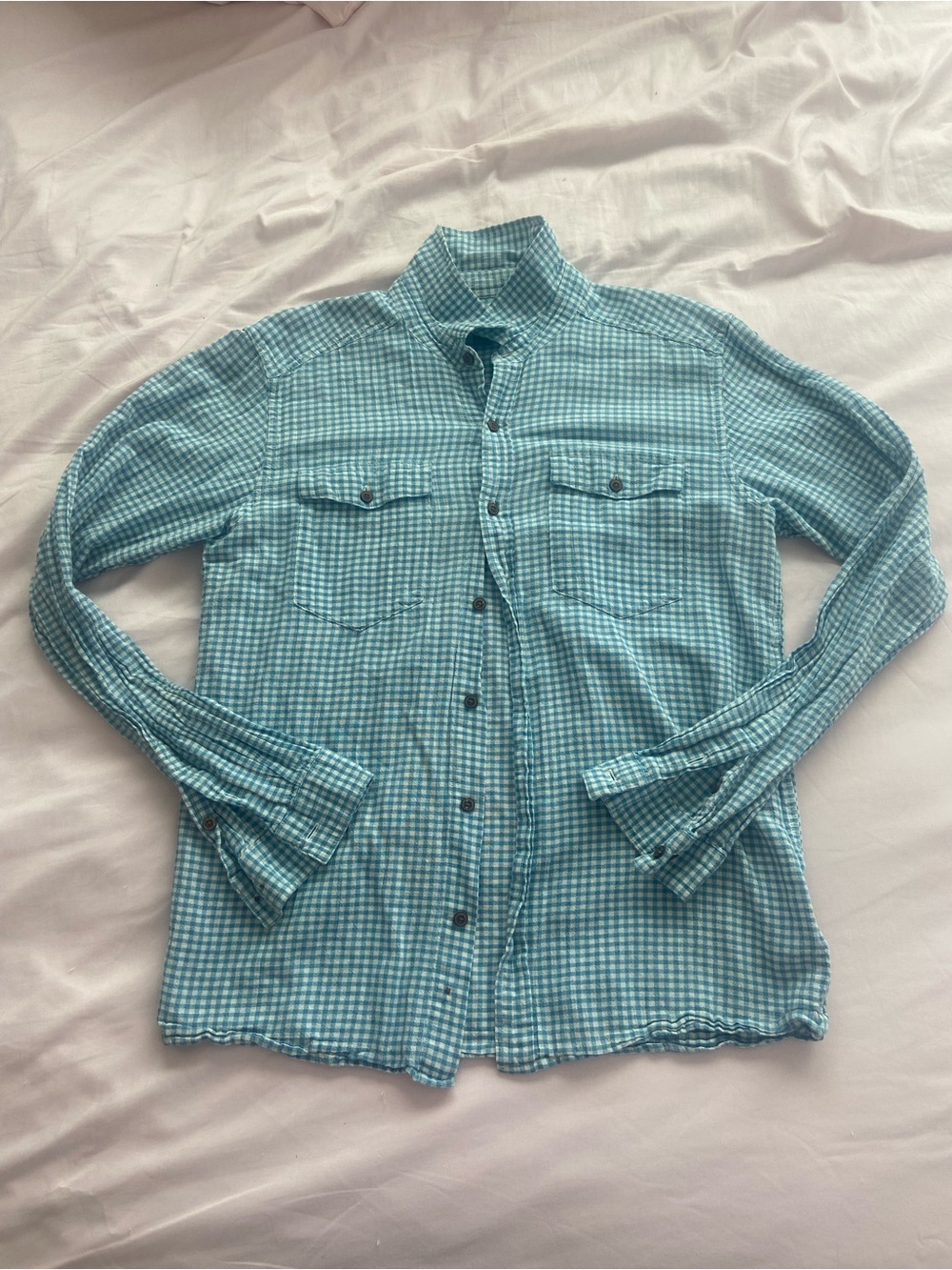 Patagonia Blue & White Button-Down Flannel